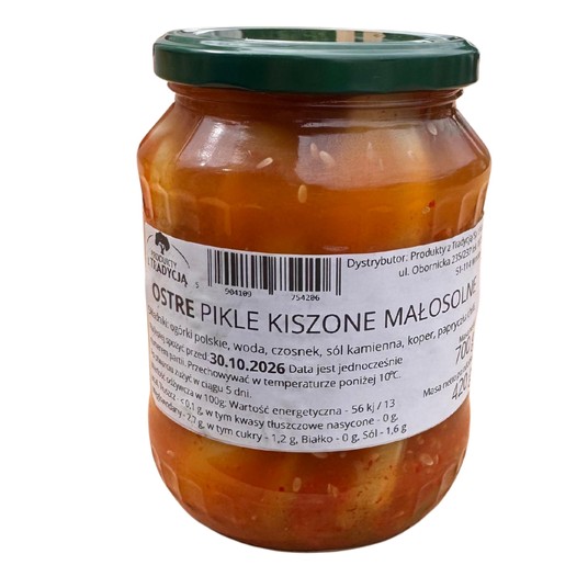 PzT - Ostre pikle kiszone małosolne, 420g, szkło -zdjęcie numer 1
